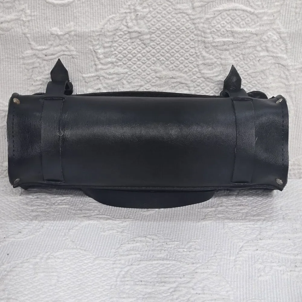 Vintage Harley Davidson Cycle Black Leather Motorcycle Travel Bag Case Biker